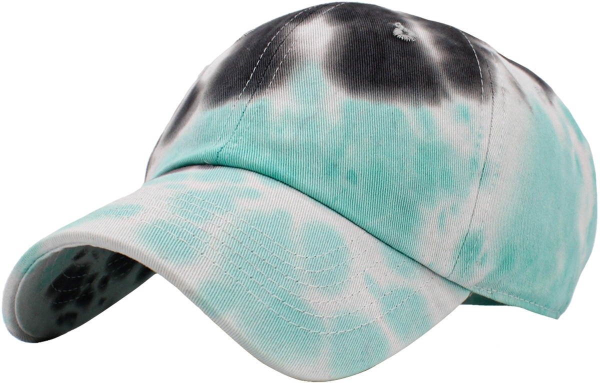 Tiedye Black Mint Low Profile Baseball Caps Front Side View